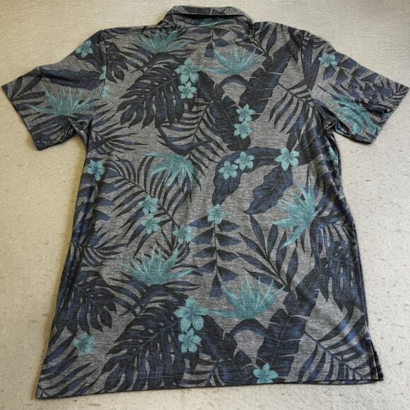 Travis Mathew Golf Polo Mens Medium Blue Gray Hawaiian Shirt Golfing Sportswear - Picture 6 of 7